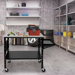 Welding Table 36" X 24" 1200lbs Load Capacity Heavy Duty Carbon Steel Weld Table for Shop Home Garage, Casters with Brakes, Black