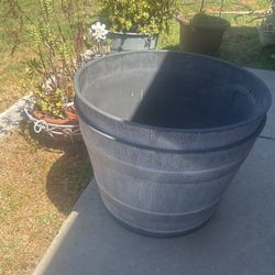 2  New Never Used Heavy Duty Gray Wood Like Barrels  Plastic 