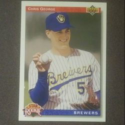 1992 Upper Deck Chris George Denver Brewers #9 Star Rookie Baseball Card Vintage Collectible Sports