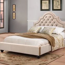 Queen Bed Frame Cream Color !! Available In Queen And King 