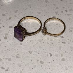 Genuine 10K Gold Rings – Diamond & Amethyst