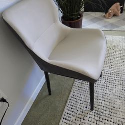 Scandinavian Leather Wingback Upholstered Dining Chair