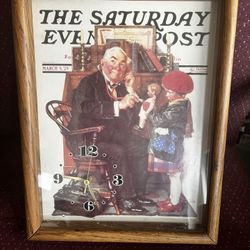 Norman Rockwell doctor Endo print roll clock company made in USA