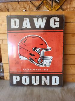 Cleveland Browns Dawg Pound Metal Tin Sign 13"x16"