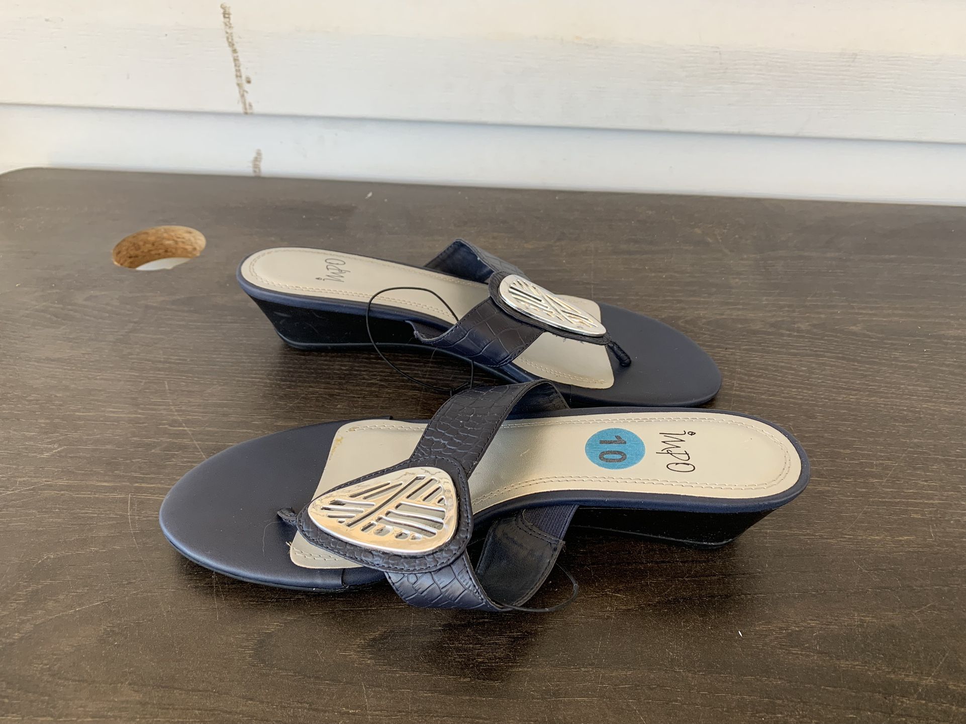 Impo Blue Wedge Sandal Shoes Gemmy II Size 10 W