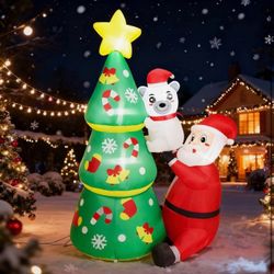 6.2 ft Santa Polar bear tree