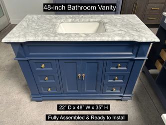 48" Bathroom Vanity with Carrara Marble Countertop & Solid Wood & Plywood Cabinet #3517
