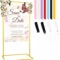 Wedding Sign Holder Gold Metal Adjustable Welcome to Our Wedding Sign Stand 68”x32”x16