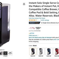 Instant Solo Single Serve Coffee Maker in box