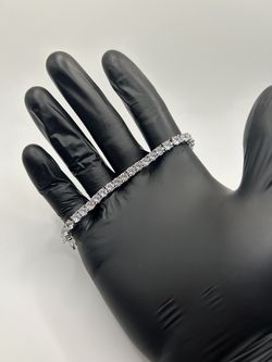 Real Silver 5mm Tennis Bracelet Moissanite VVS1 D Mens Iced 8 Inch High Quality