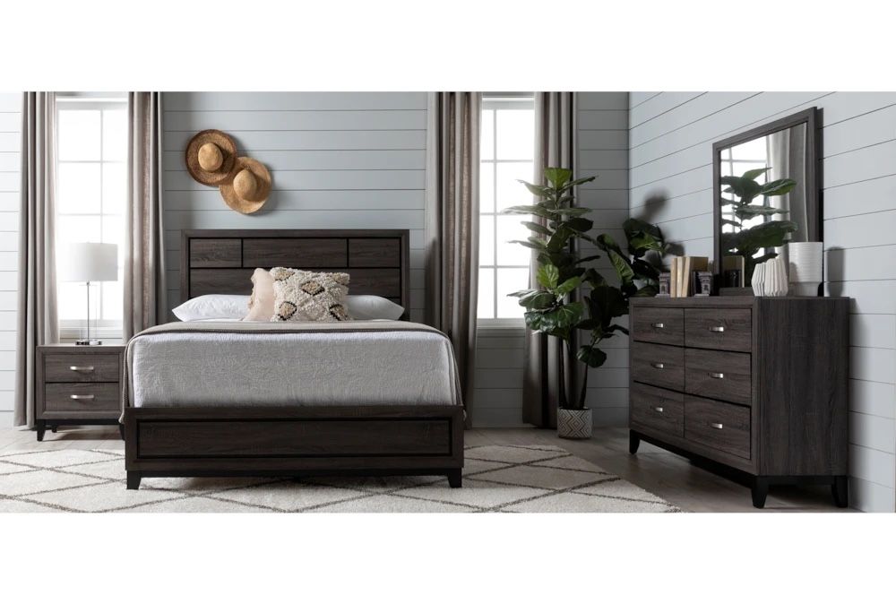 King Size Wooden Panel Modern Bedroom Set