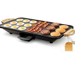 20"x12" Electric Griddle–1700W Nonstick ILAG Granite Surface, Large Flat Design, Perfect for Family Meals, Pancakes&Eggs, Fast Even Heating, Easy to C