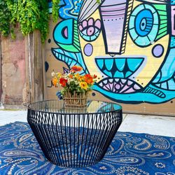 Black Metal Glass Coffee Table (Delivery available)