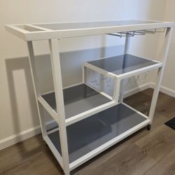 White Bar Cart With Wheels - Holly & Martin Zephs Bar Cart White