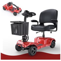 ENGWE Folding 4 Wheel Mobility Scooter,15 Mile Long Range, 250W Electric Powered Mobile Wheelchair for Seniors Adult with Detachable Basket, Front Lig