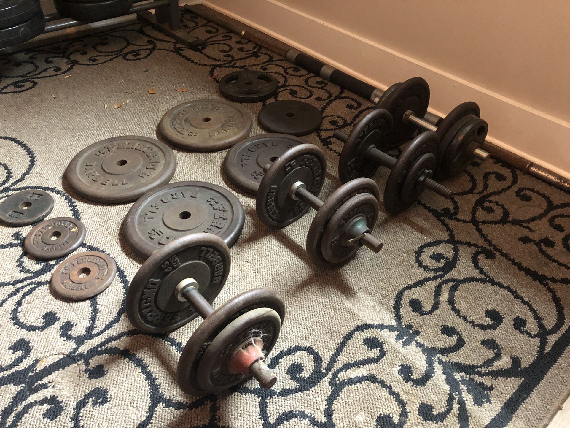 250+ lbs with bar and dumbbell 