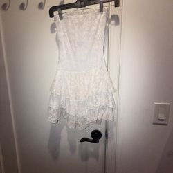 White Lace Tube Club Dress Xs