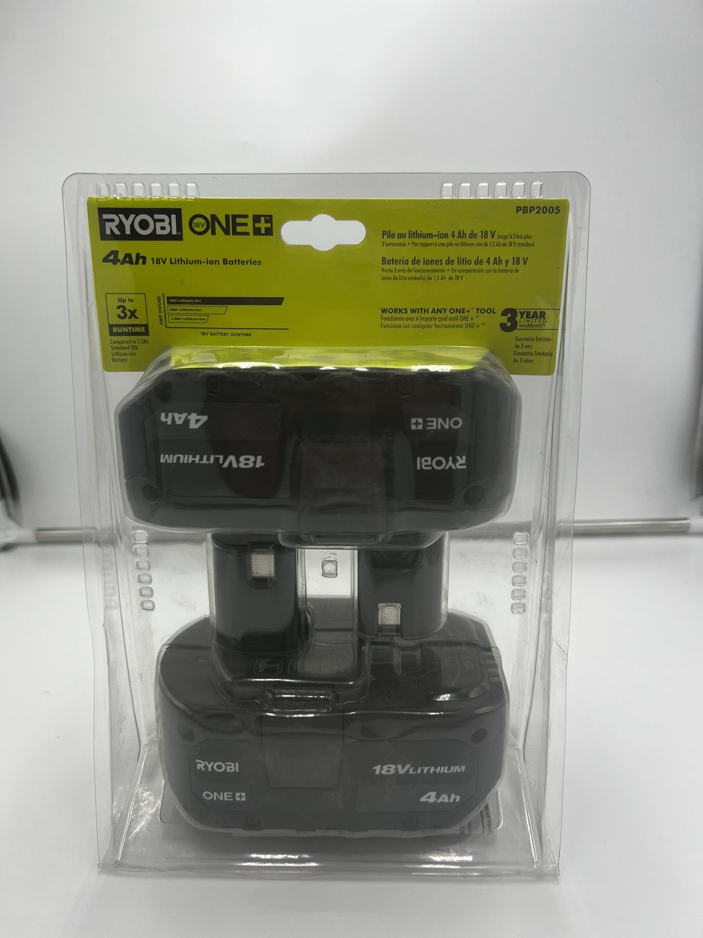 2X Ryobi ONE+ 18V Lithium-Ion 4.0 Ah High Capacity Batteries