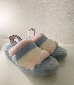 UGG Fluff Yeah Slippers In Cotton Candy Rainbow