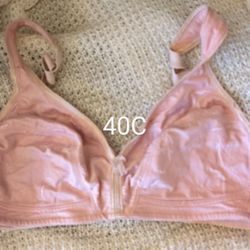 Womens Pink Bra Delta Burke 40C, No Wires, 90% Polyester, 10% Spandex