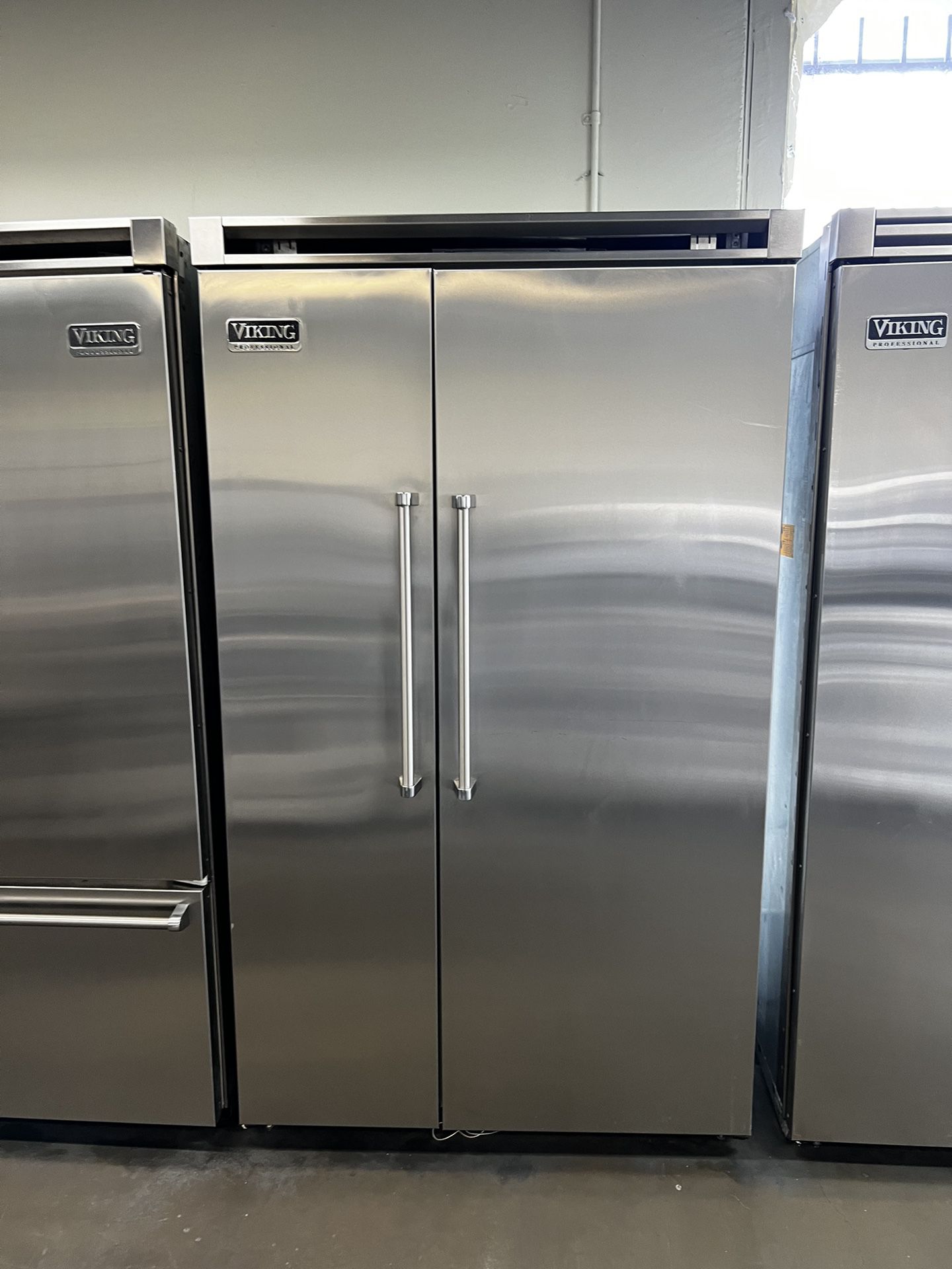 Viking 48”Wide Stainless Steel Built In Side By Side Refrigerator 