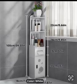 White Corner Bathroom Storage Shelf with Cabinet