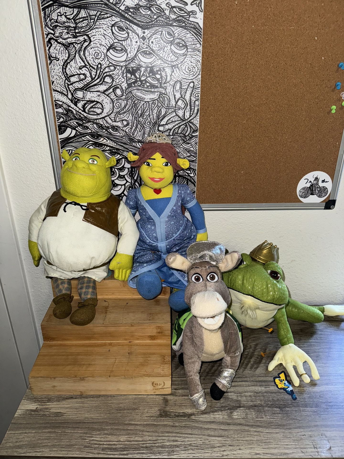 Dreamworks animation shrek  plush bundle lot - Fiona , donkey , Harold & shrek