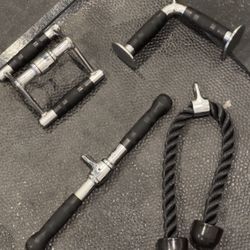 Cable Attachments Set NEW Chrome | Tricep Bicep Bar Push Down Pull Up Rope Triangle