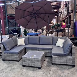New 7 pcs Outdoor set in gray or navy blue color.