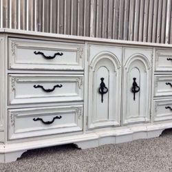 Beautifully Refinished , Unique Extra Long Dresser Or Tv Stand By Stanley Furniture