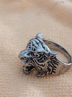 Stainless Steel Tiger Head Ring size 10