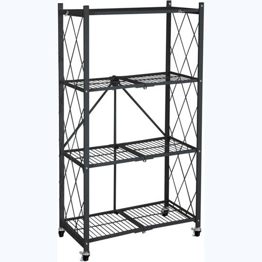 Black Metal Foldable 3-Tier 55" Garage Storage Shelves Rack, New, In Box.
