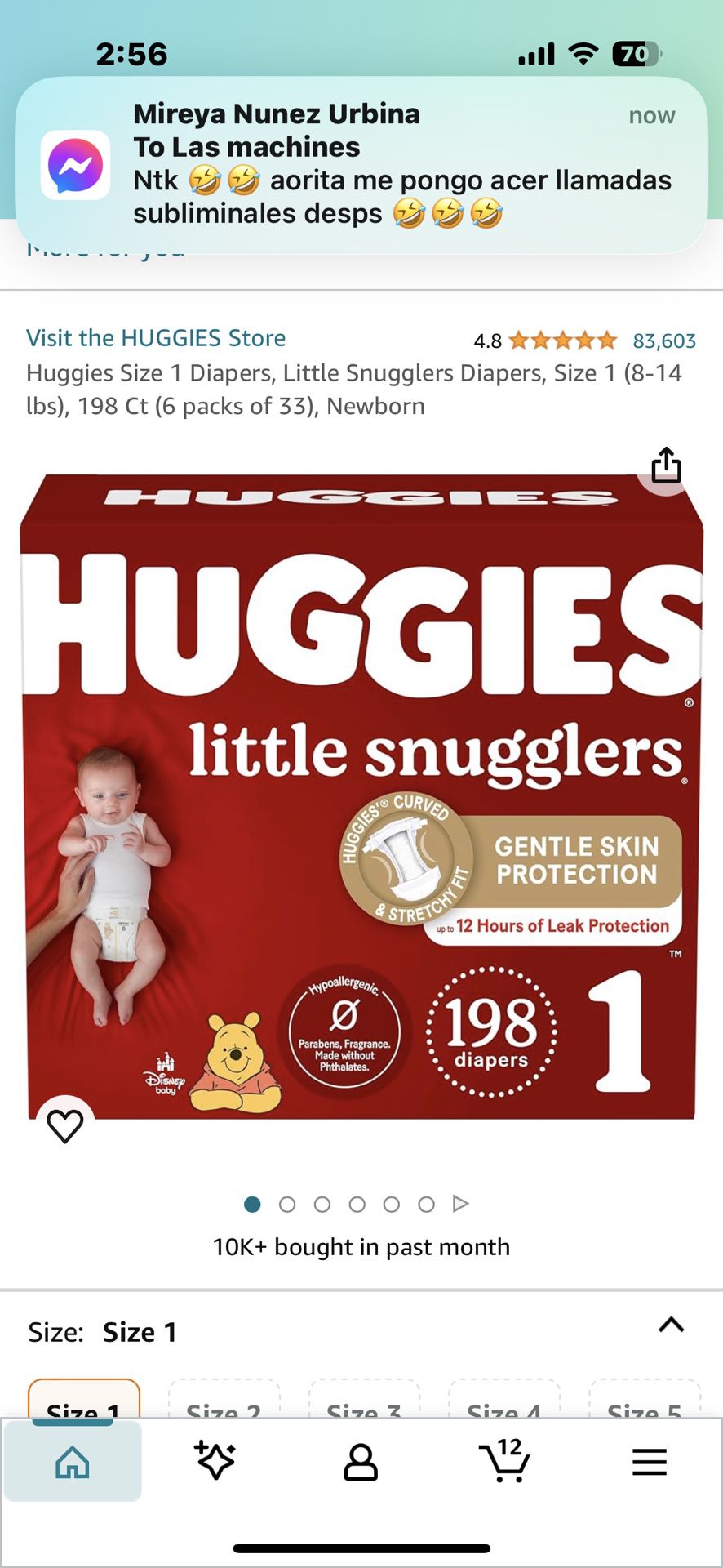 Huggies  size 1