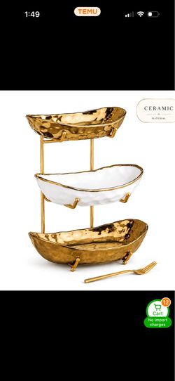 2/3 Tier Luxurious Metal Elegant Fruit Stand- Double Layer Fruit Bowl And Creative Candy Display- Made Of Sturdy Metal, Suitable Snack Tray for Living