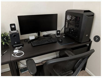 55 Inch Black Frame Desk/Computer Workstation/Office Desk/Easy Assembly