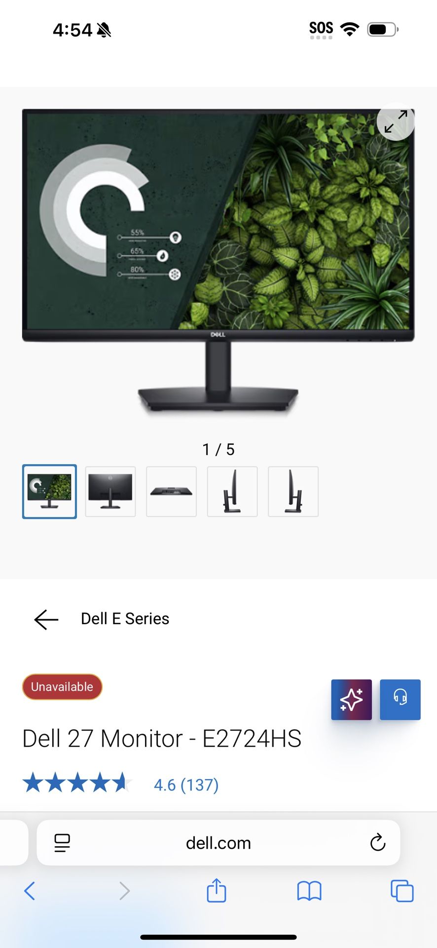 Dell E2724HS 27" Full HD LED LCD Monitor