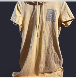 Calvin Klein Mustard Color Short Sleeve Dress With Hoodie