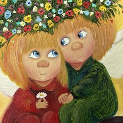 Angels Flower . Oil Painting . Original 