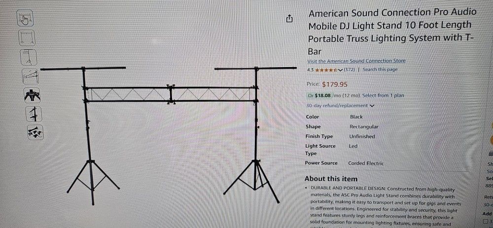 (2) American Sound ASC-L001 DJ Lighting Or Speaker Truss / Stands For Equipment