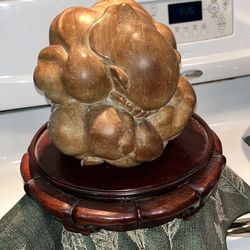 Large wood meditation sculpture with base