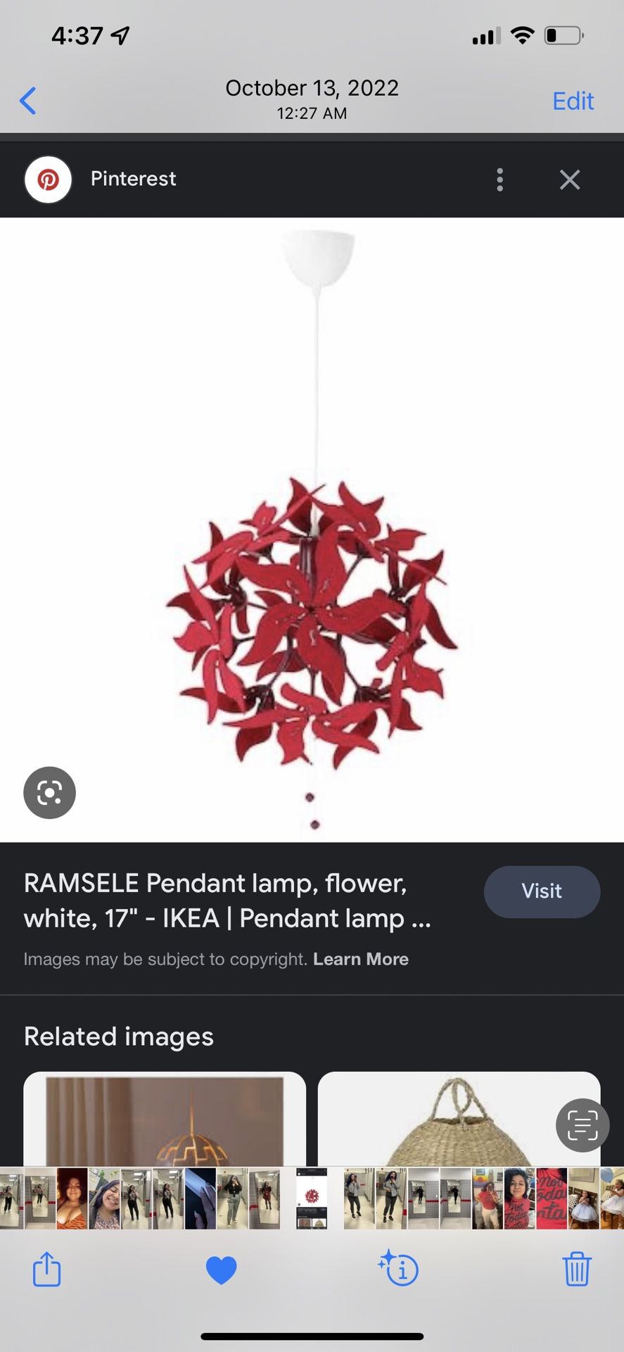 RAMSELE Pendant lamp, flower, 17" - IKEA | Pendant lamp