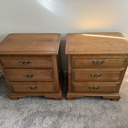 Pair 3 Drawer Nightstands End Tables 