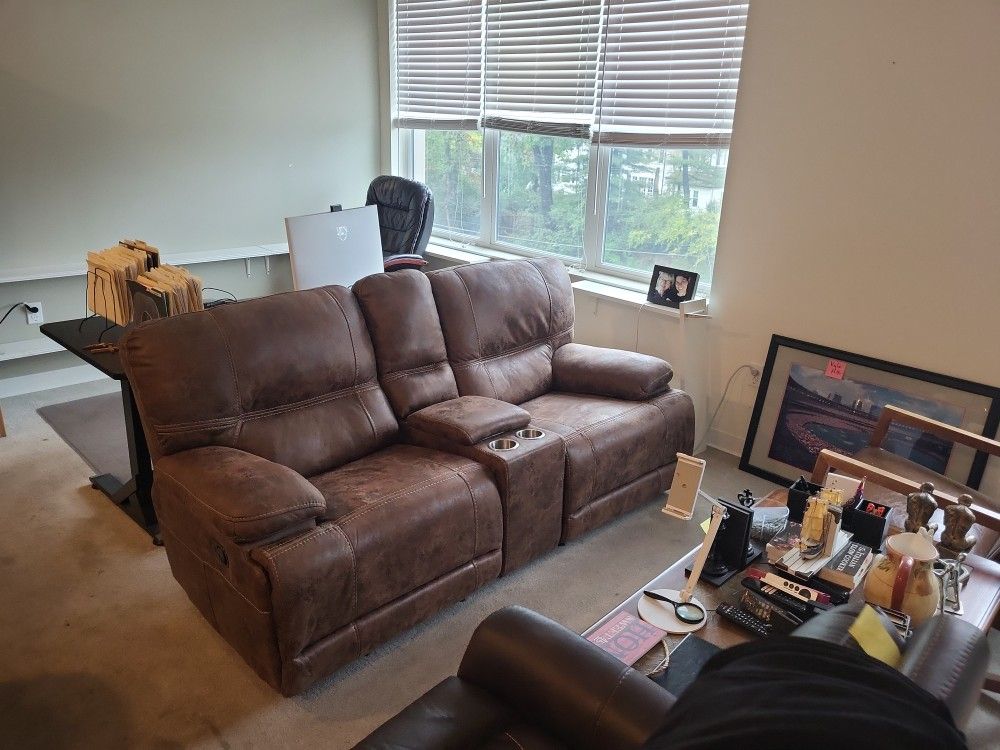 Powered Leather Couch