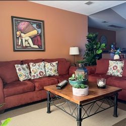 Couch And Love Seat Combo Red Great Condition 