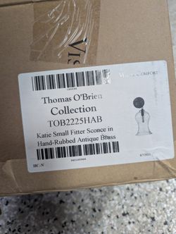 1 Thomas O'Brien Katie 1 Light 9 inch Hand-Rubbed Antique Brass Bath Sconce Wall Light in Clear Glass