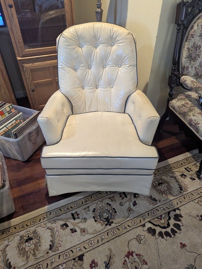 Leather Swivel Rocker. Normal Wear. Retro. No Rips Or Tears