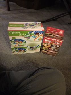 4 Pc Deco Dinner Set & Stone Wave Ceramic Stoneware Cookware