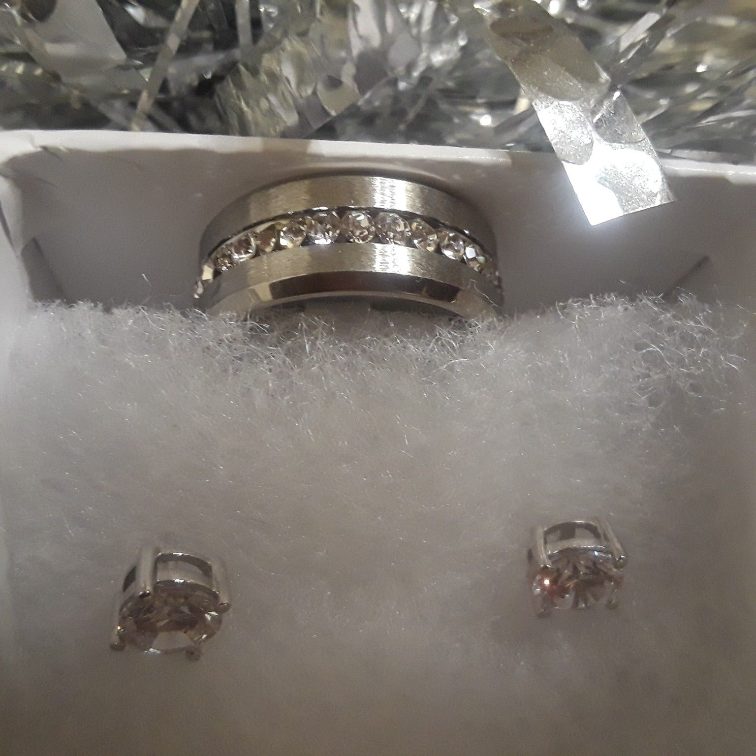 Sterling silver and white sapphire set