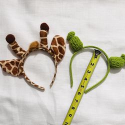 NEW giraffe ears headband & green crochet headband or Halloween costume cosplay
