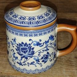 Chinese Porcelain Blue And White Ruyao Twig Flowers Tea Cup